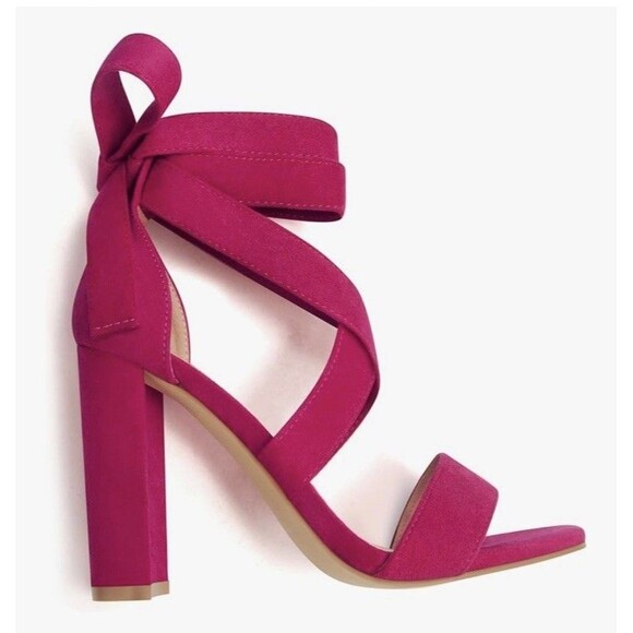 Carcuume Women’s Purple Pink Suede Strappy Ankle Wrap High Heel Shoes Size 9 - Picture 7 of 14